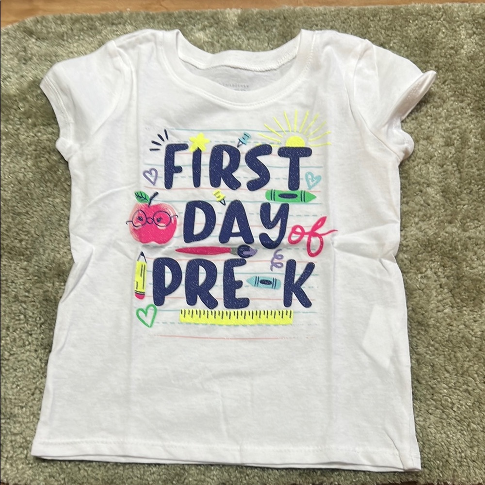 Girl says 3T white first day pre-K the children’s place